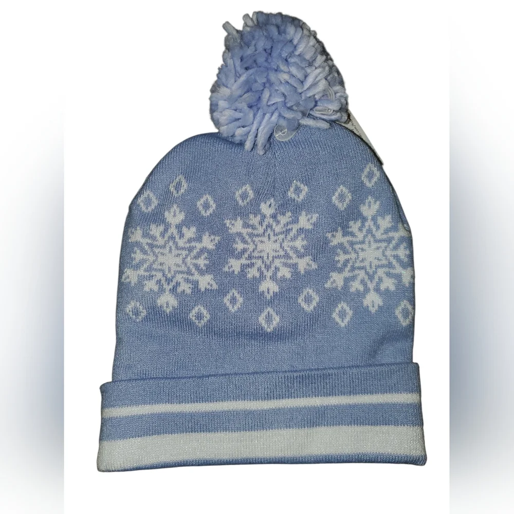 Disney Frozen Blue and White Beanie with Pom Pom NWT